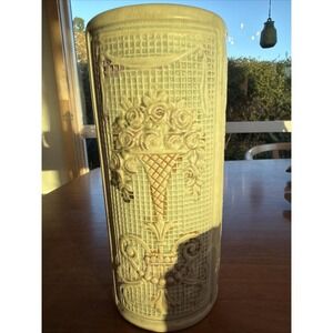 Weller Pottery Arts & Crafts Vase Matte Green Basket Weave Floral c.1920